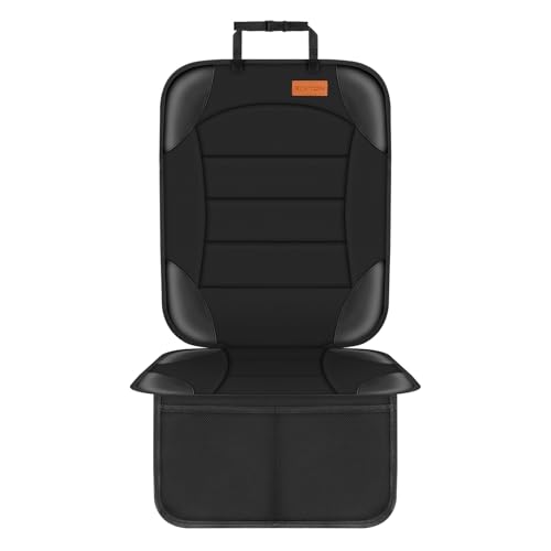 Version 1.0.0 Siivton Car Seat Protector for Child Car Seat,Waterproof Car Seat Cover for Leather and Fabric Seats, 2 Mesh Pockets, Non-Slip Bottom,Thick Padding Cushion (Black) - Image 1