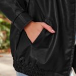 AUTOMET Women's Oversized Faux Leather Jacket - Fall Motorcycle Style Coat with Zipper Closure