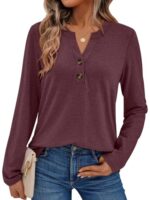 AUTOMET Women's Long Sleeve Shirts 2025 Fall Fashion Dressy Casual Tops Trendy Henley Blouses Cute Work Outfits Clothes
