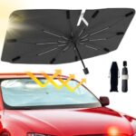 2026 Windshield Sun Shade Umbrella, Foldable Car Umbrella Sunshade with UV Block Car Front Window (Heat Insulation Protection) for Auto Windshield Covers Trucks Cars (Large)