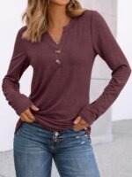 AUTOMET Women's Long Sleeve Shirts 2025 Fall Fashion Dressy Casual Tops Trendy Henley Blouses Cute Work Outfits Clothes - Image 4