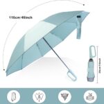 QWB TUMAAOTU Inverted Umbrella with Carabiner Handle, Compact Wind Proof Umbrellas For Rain and Sun Protection, Portable Reverse Folding Umbrella, Car Umbrella for Women Men, 10 Ribs