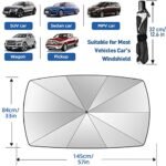 2026 Windshield Sun Shade Umbrella, Foldable Car Umbrella Sunshade with UV Block Car Front Window (Heat Insulation Protection) for Auto Windshield Covers Trucks Cars (Large)