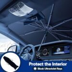 2026 Windshield Sun Shade Umbrella, Foldable Car Umbrella Sunshade with UV Block Car Front Window (Heat Insulation Protection) for Auto Windshield Covers Trucks Cars (Large) - Image 3