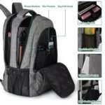 MATEIN Travel Laptop Backpack, Business Anti Theft Slim Sturdy Laptops Backpack with USB Charging Port, Water Resistant College School Computer Bag Gift for Men & Women Fits 15.6 Inch Notebook, Grey - Image 4