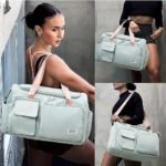 Small Gym Bag for Women, Travel Duffle Bag Carry On Weekender Bag with Shoe Compartment - Image 3