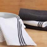 Sticky Toffee Cotton Dishcloths Set of 8 – Gray and White Kitchen Towels 12x12 in, Reusable and Absorbent Tea Towels for Cleaning or Drying, Oeko-Tex Cotton