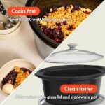 bella 6.0 Qt Programmable Slow Cooker, Ceramic Nonstick Coating, Adjustable Temperature & Cooking Times, Dishwasher Safe Stoneware Pot & Tempered Glass Lid, Tangle Free Cord Wrap, Oatmilk - Image 6