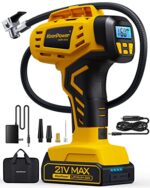 KeenPower Tire Inflator Portable Air Compressor - Super Fast - 21V Rechargeable Battery Powered Handheld 160PSI Tire Inflator, Dual Power Supply Modes, Portable Air Pump for Car Motorcycle E-Bike - Image 4